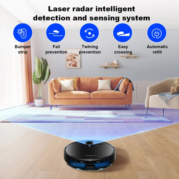 Liectroux M70 Pro Lidar robotporszívó, önürítős dokkolóval, erős szívóerővel, hosszú üzemidővel, okos vezérléssel - fekete