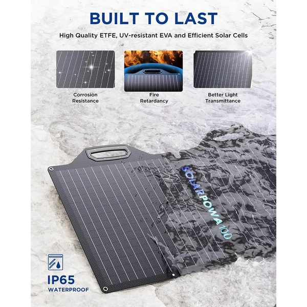 BigBlue SolarPowa 100 100W hordozható, összecsukható napelem állvánnyal, 23,5% hatékonyság, IP65 vízálló
