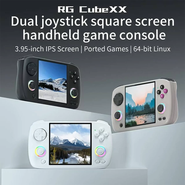 ANBERNIC RG CubeXX játékkonzol 32GB+128GB, 8000+ játékkal, 3.95” IPS kijelző, WiFi, Bluetooth, RGB fény - Fekete