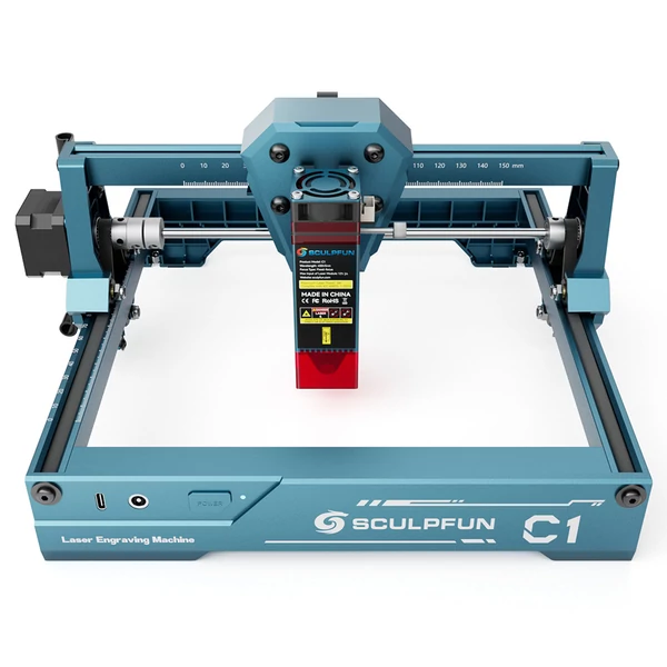 SCULPFUN C1 3W mini lézergravírozó, 10000mm/perc, 150x130mm munkaterület, 0,04mm precíziós pont, hatékony szűrés