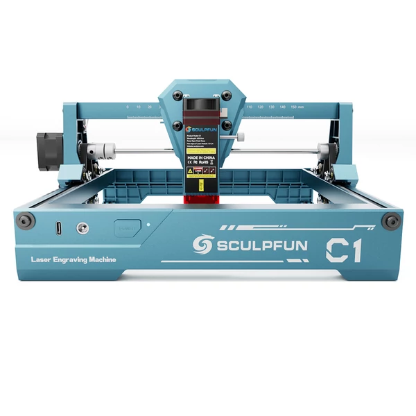 SCULPFUN C1 3W mini lézergravírozó, 10000mm/perc, 150x130mm munkaterület, 0,04mm precíziós pont, hatékony szűrés
