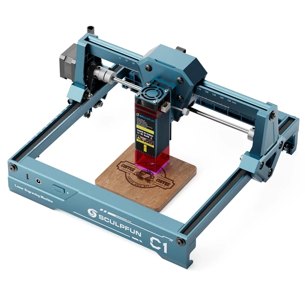 SCULPFUN C1 3W mini lézergravírozó, 10000mm/perc, 150x130mm munkaterület, 0,04mm precíziós pont, hatékony szűrés