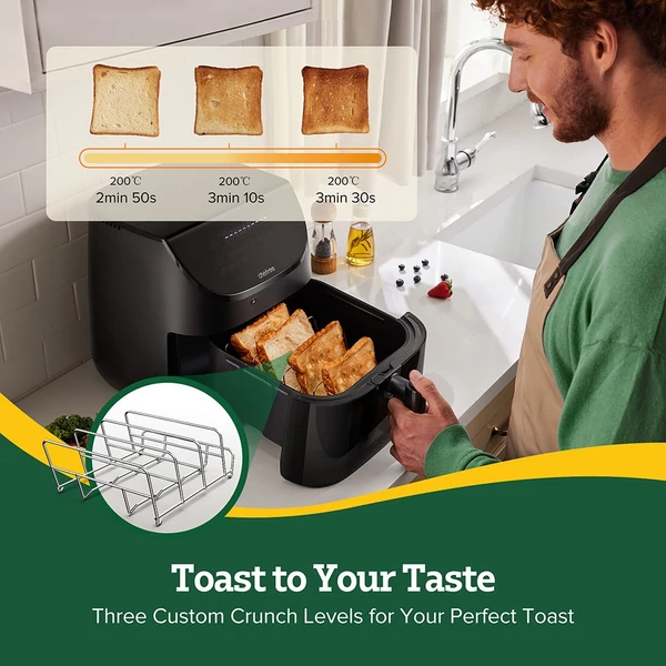 CHEFREE AF500 1700W 6,5L Forrólevegős sütő okos hőmérővel, 8 az 1-ben programmal, gyors 230℃ felfűtéssel, rázási emlékeztetővel