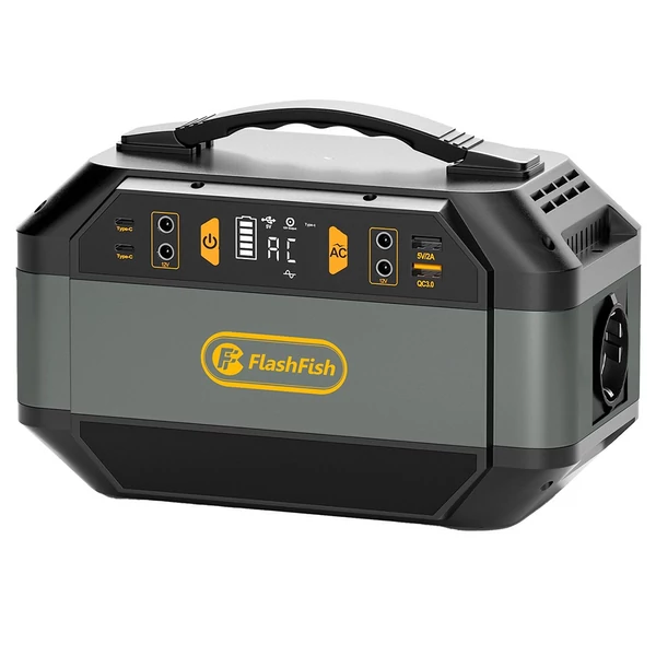 Flashfish P56 hordozható erőmű, 288Wh/78000mAh akkumulátor, 330W szinuszos inverter, 600W csúcsteljesítmény, napelemes töltés, LED kijelző