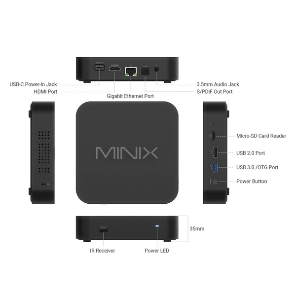MINIX U8K-Ultra 8K Android médialejátszó 8GB RAM, 128GB tároló, Android 11, WiFi 6, Bluetooth 5.2, AI képjavító, Dolby Vision