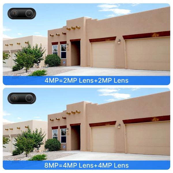 Hiseeu 4K 8MP vezeték nélküli biztonsági kamera, dual lencse, 8x zoom, 2-irányú hang, színes éjjellátó, emberfelismerés, IP66