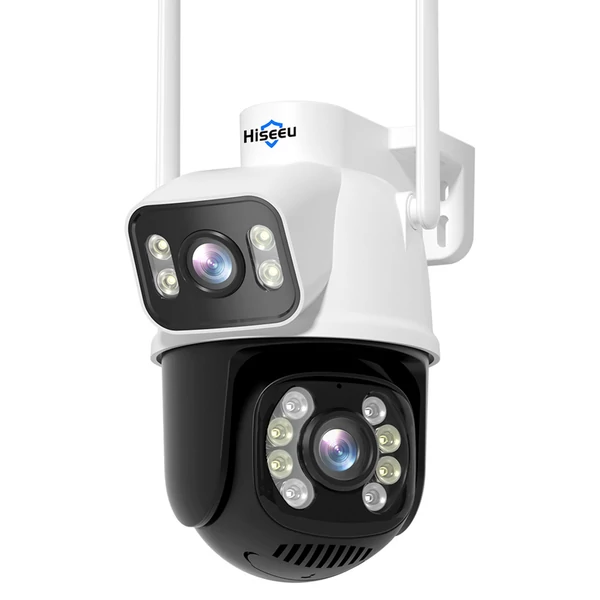 Hiseeu WS318B 4K 6MP kültéri WiFi kamera, dupla lencse, színes éjjellátó, AI emberfelismerés, IP66 időjárásálló