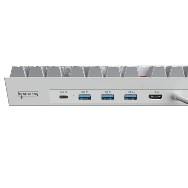 3inuS 87 gombos, 5 az 1-ben mechanikus billentyűzet USB‑C hubbal, hot‑swappolható, Mac/Windows kompatibilis –  Barna billentyűkkel