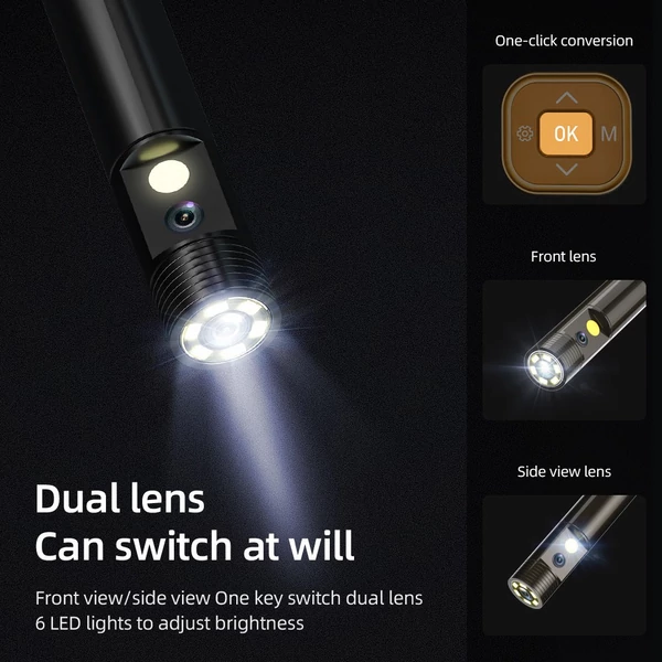 ANESOK 113B endoszkóp, 4.3" kijelző, 1080P felbontás, 6 LED, 3 óra üzemidő, IP67 vízálló, 1m kábel - Dupla Lencse