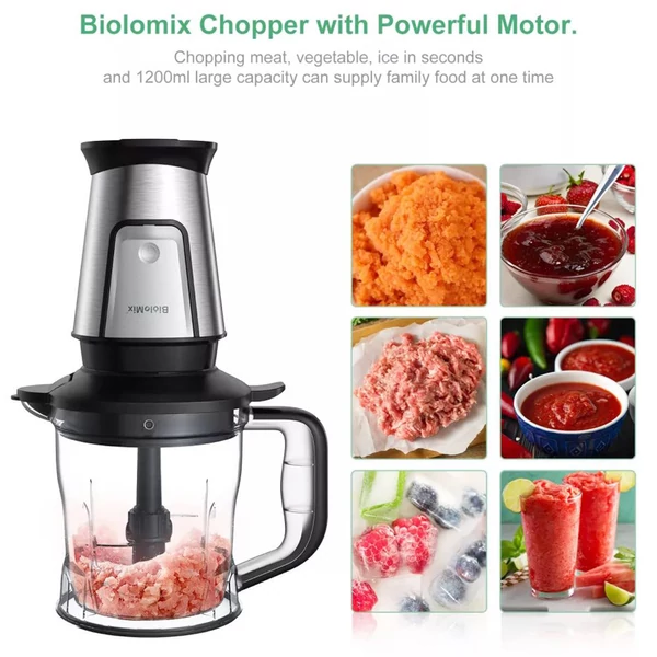 BioloMix TB23M 3 az 1-ben multifunkciós élelmiszer-feldolgozó, 700W turmixgép, húsdaráló, kávé- és fűszerdaráló, smoothie készítő