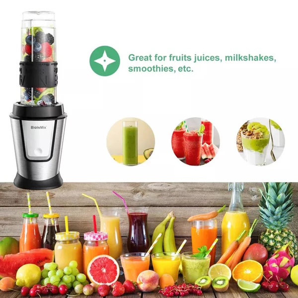 BioloMix TB23M 3 az 1-ben multifunkciós élelmiszer-feldolgozó, 700W turmixgép, húsdaráló, kávé- és fűszerdaráló, smoothie készítő