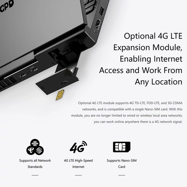 GPD Pocket 4 4G LTE modul – hordozható kiegészítő gyors mobilinternethez