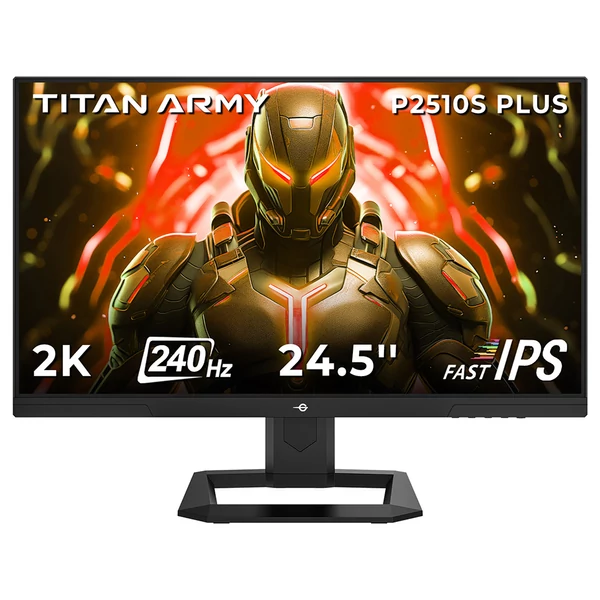 TITAN ARMY P2510S PLUS 24.5" gamer monitor, 2K QHD 240Hz IPS, HDR500, állítható állvány, Adaptive-Sync, szemkímélő mód