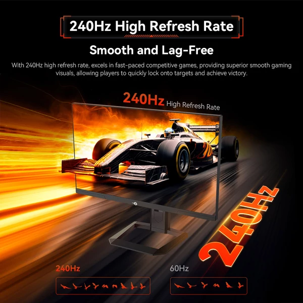 TITAN ARMY P2510S PLUS 24.5" gamer monitor, 2K QHD 240Hz IPS, HDR500, állítható állvány, Adaptive-Sync, szemkímélő mód
