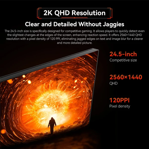 TITAN ARMY P2510S PLUS 24.5" gamer monitor, 2K QHD 240Hz IPS, HDR500, állítható állvány, Adaptive-Sync, szemkímélő mód
