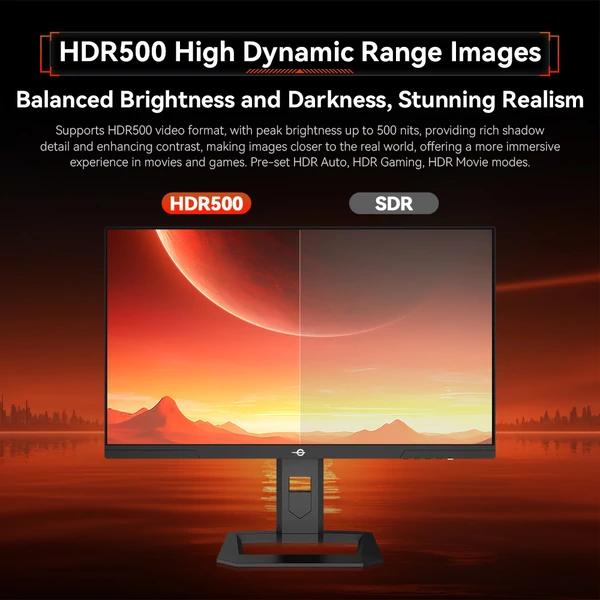 TITAN ARMY P2510S PLUS 24.5" gamer monitor, 2K QHD 240Hz IPS, HDR500, állítható állvány, Adaptive-Sync, szemkímélő mód