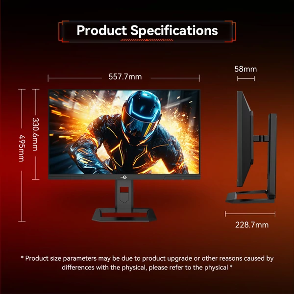 TITAN ARMY P2510S PLUS 24.5" gamer monitor, 2K QHD 240Hz IPS, HDR500, állítható állvány, Adaptive-Sync, szemkímélő mód
