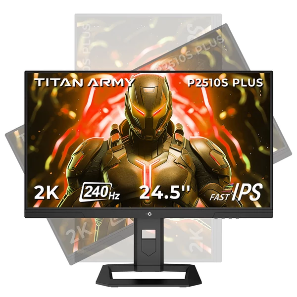 TITAN ARMY P2510S PLUS 24.5" gamer monitor, 2K QHD 240Hz IPS, HDR500, állítható állvány, Adaptive-Sync, szemkímélő mód
