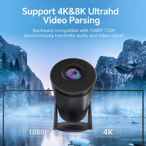 T8 Pro projektor, ultra gyors vezeték nélküli kapcsolat, Bluetooth 5.0, 4K/8K HD Android 12 WiFi - fekete