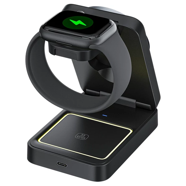 W91 15W 3 az 1-ben összecsukható MagSafe vezeték nélküli töltő iPhone 16/15/14/13/12, Apple Watch, AirPods készülékekhez