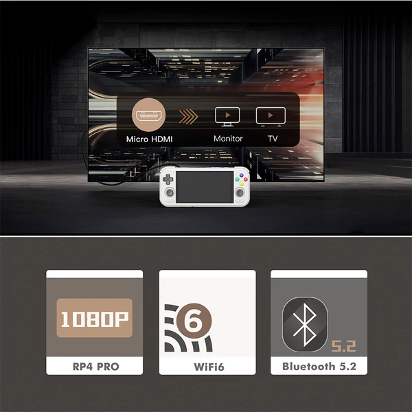 Retroid Pocket 4 Pro játékkonzol, 4.7" érintőkijelző, 8GB RAM, 128GB tárhely, Android 13, WiFi 6, Bluetooth 5.2 - Átlátszó kék