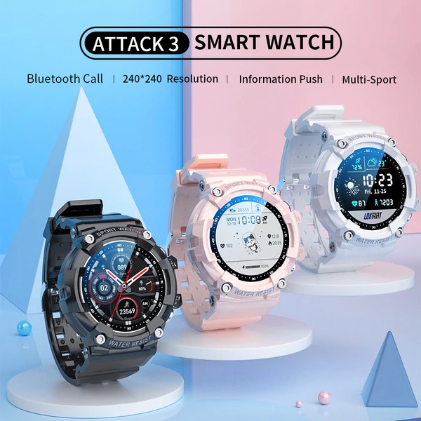 LOKMAT ATTACK 3 okosóra 1,28'' TFT kijelzővel, Bluetooth hívás, EKG, pulzus-, vérnyomás- és véroxigénmérés - fekete