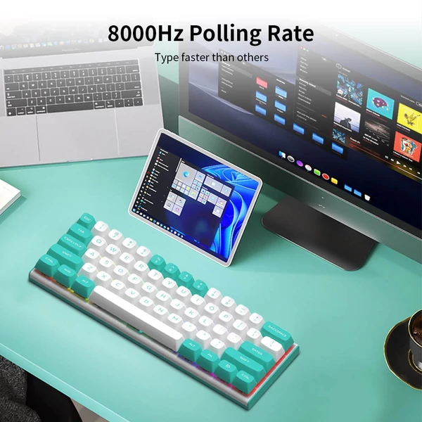 Redragon K683WB-RGB vezetékes mechanikus billentyűzet, 87 gomb, mágneses lineáris kapcsoló, PBT kupak, 8000Hz, RGB háttérvilágítás - fehér/zöld