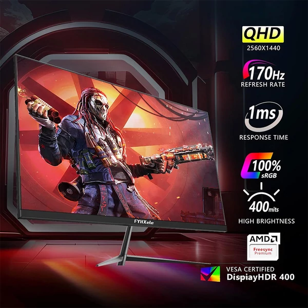 FYHXele FY27QHM2 27" QHD IPS monitor, 170Hz, 1ms, FreeSync, 100% sRGB, HDMI/DP, dönthető, VESA kompatibilis