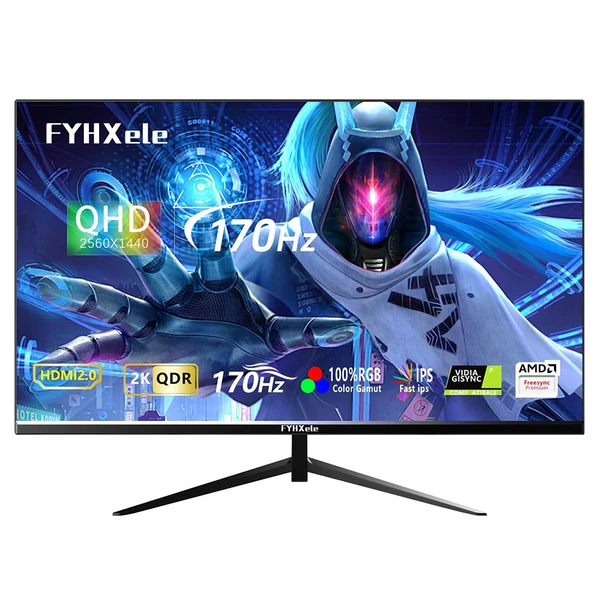 FYHXele FY27QHM2 27" QHD IPS monitor, 170Hz, 1ms, FreeSync, 100% sRGB, HDMI/DP, dönthető, VESA kompatibilis