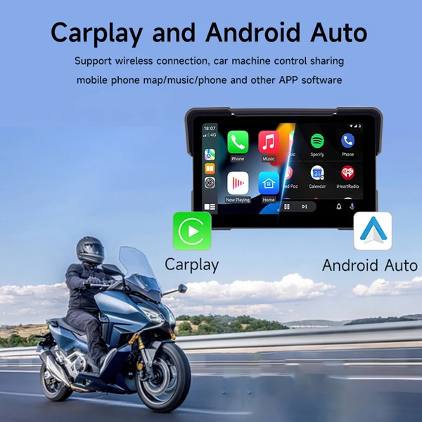 SJ5005 5" motorkerékpár CarPlay kijelző, IPS HD érintőképernyő, vízálló IPX6, GPS, DVR kamera, Bluetooth 5.0, TF kártya
