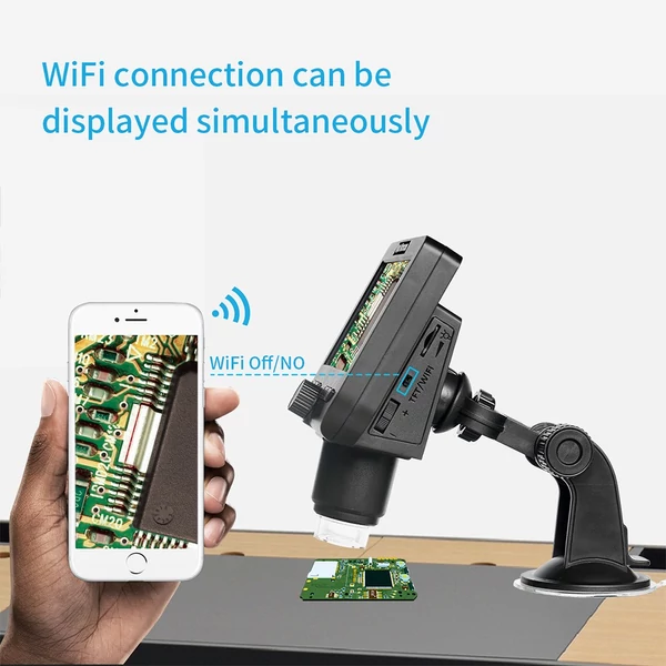 ANESOK 317 WiFi mikroszkóp 4,3" kijelzővel, 2MP, 1000X nagyítás, 1080P, 5 óra üzemidő, 8 LED