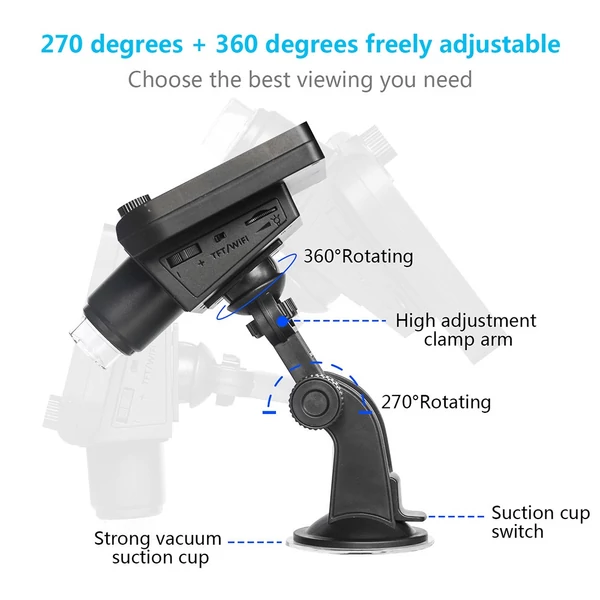 ANESOK 317 WiFi mikroszkóp 4,3" kijelzővel, 2MP, 1000X nagyítás, 1080P, 5 óra üzemidő, 8 LED
