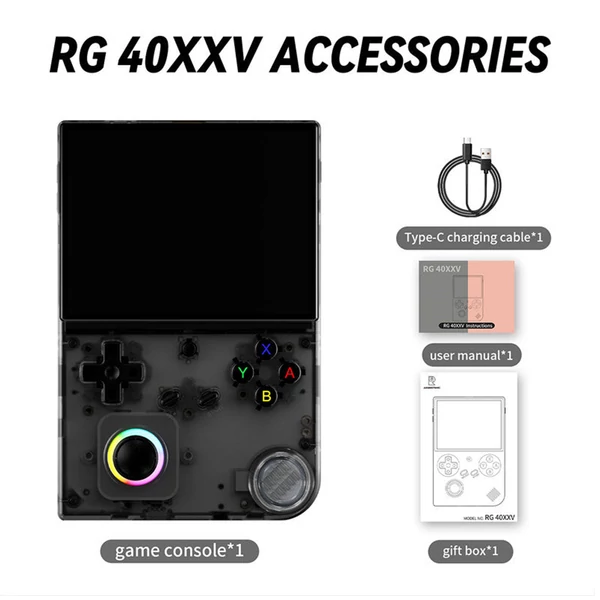 ANBERNIC RG40XXV retro játékkonzol, 16000+ játék, 32GB+256GB, 4" IPS kijelző, WiFi, Bluetooth, 6 óra üzemidő - Fekete