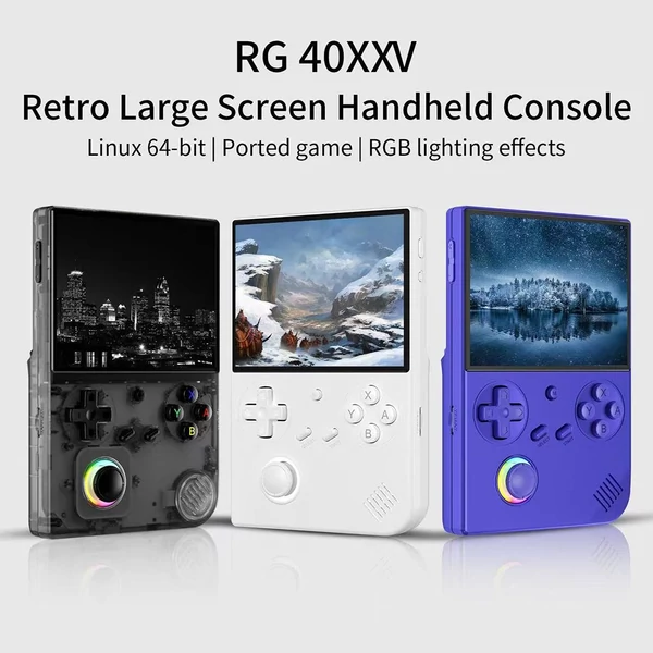 ANBERNIC RG40XXV retro játékkonzol, 16000+ játék, 32GB+256GB, 4" IPS kijelző, WiFi, Bluetooth, 6 óra üzemidő - Fekete