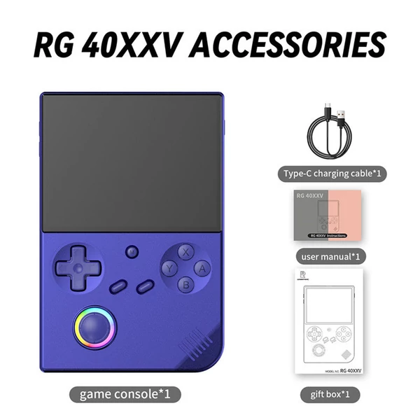 ANBERNIC RG40XXV retro játékkonzol, 5000+ játék, 32GB+64GB, 4" IPS kijelző, WiFi, Bluetooth, 6 óra üzemidő - Kék