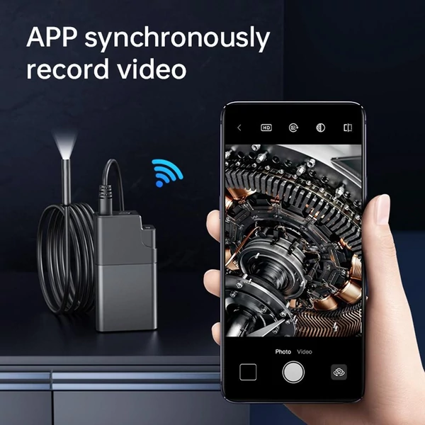 ANESOK W500 hordozható WiFi endoszkóp kamera, 2K/1080P kép, 6 LED, IP67 vízálló, 1m kábel, 4 óra üzemidő
