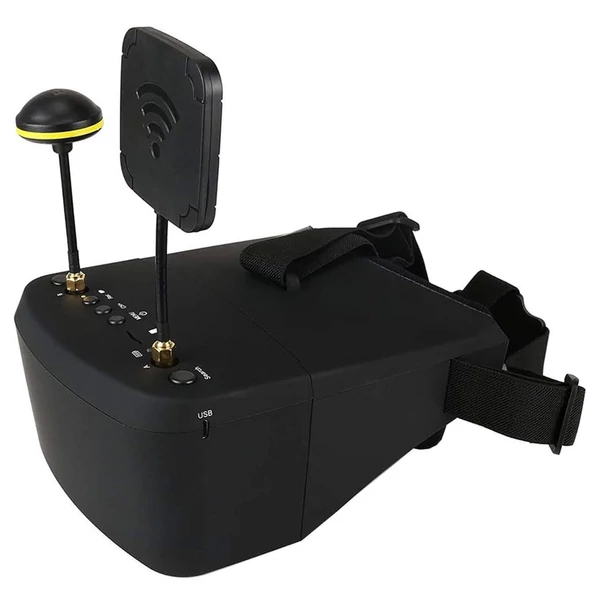 EV800D FPV szemüveg DVR-rel, 5" LCD kijelzővel, beépített antennával, 2000mAh akkuval drónhoz, RC autóhoz, analóg FPV kamerához
