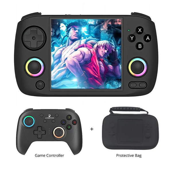 ANBERNIC RG CubeXX játékkonzol 32GB+64GB TF kártyával, 5000+ játékkal, fekete + RG P01 kontroller + védőtáska
