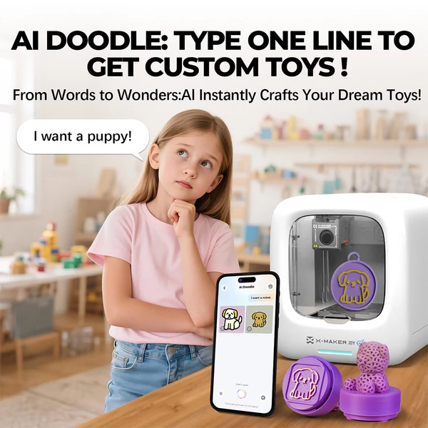 AOSEED X-MAKER JOY AI+ V4.0 gyerek 3D nyomtató, zárt ház, 120×120×120mm, 260℃ fúvóka, 300mm/s, Wi-Fi, App vezérlés