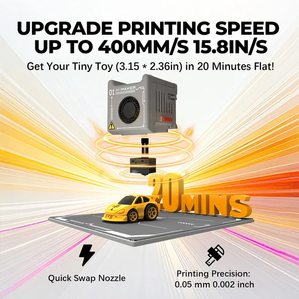 AOSEED X-MAKER JOY AI+ V4.0 gyerek 3D nyomtató, zárt ház, 120×120×120mm, 260℃ fúvóka, 300mm/s, Wi-Fi, App vezérlés