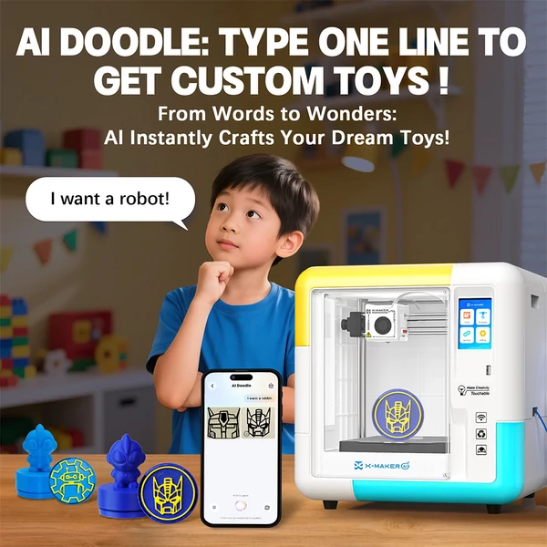 AOSEED X-MAKER AI+ V4.0 zárt 3D nyomtató, nagy pontosságú 0,05 mm, 400 mm/s sebesség, 150×150×150 mm térfogat, Wi-Fi, gyermekbarát
