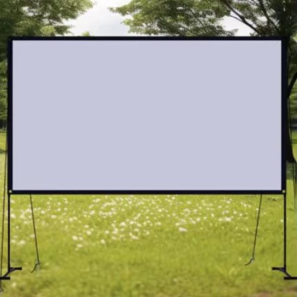 120" (16:9) állványos vetítővászon – hordozható, kültéri filmvászon kerti mozizáshoz