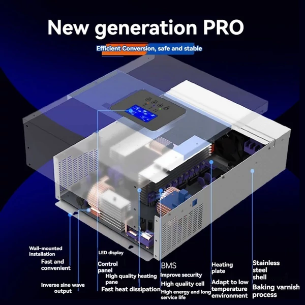 DAXTROMN 5500W napelemes inverter, 3 fázis támogatás, 5000W tiszta szinusz, 100A MPPT, 500V DC bemenet