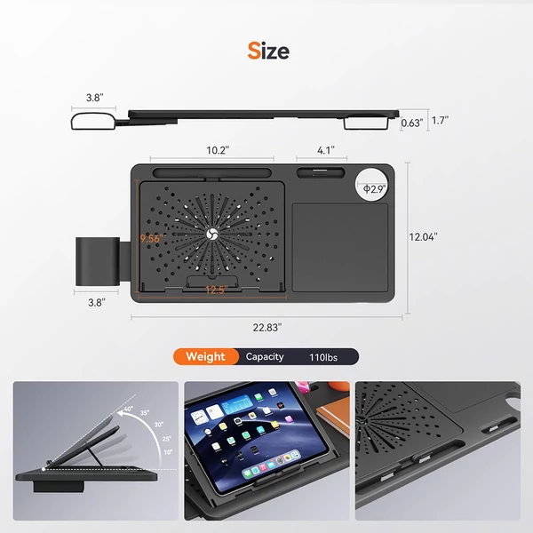 NEWTRAL NT002 ergonomikus szék lábtartóval és levehető munkafelülettel - fekete