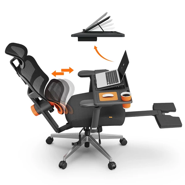 NEWTRAL NT002 ergonomikus szék lábtartóval és levehető munkafelülettel - fekete