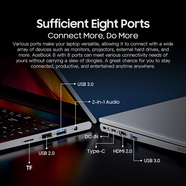 Blackview Acebook 8 laptop, 15.6” Full HD IPS kijelző, Intel N97, 16GB RAM, 512GB SSD, gyors WiFi, Bluetooth, HDMI, USB-C, hosszú üzemidő