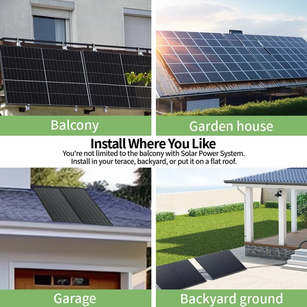 LANPWR 800W erkély napelem rendszer: 800W mikroinverter + 4×180W hajlékony napelem panel