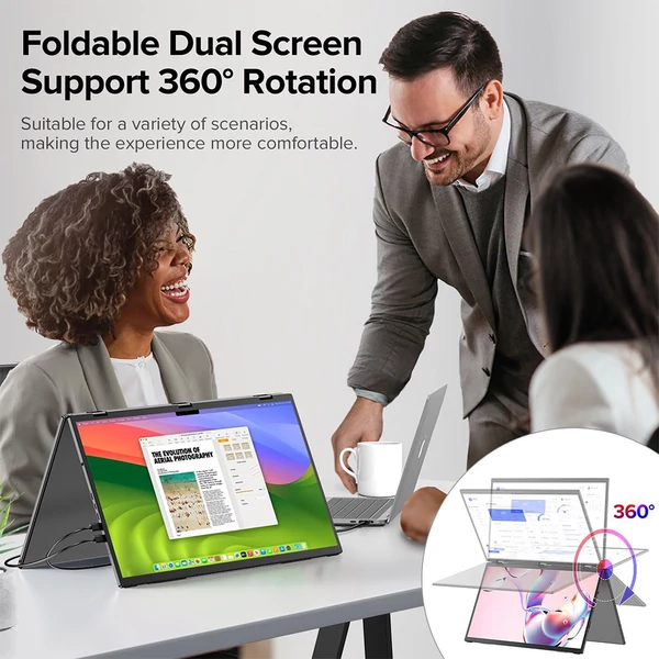 UPERFECT Delta Max 18,5" hordozható dupla kijelző, Full HD IPS, 100Hz, 100% sRGB, hangszóró, 360° állvány, laptop/PC/konzol bővítő