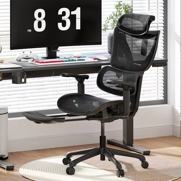 ACGAM CG-5245M Ergonomikus Irodai Szék + 140x68cm Magasságban Állítható Elektromos Íróasztal