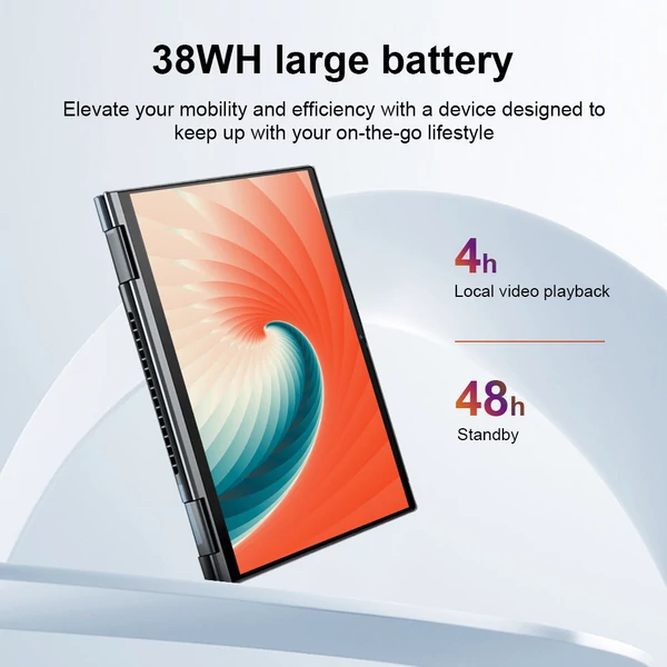 Ninkear YBOOK15 2 az 1-ben laptop, 15.6” érintőképernyő, Ryzen 3, 16GB RAM, 512GB SSD, 360° forgatható kijelző